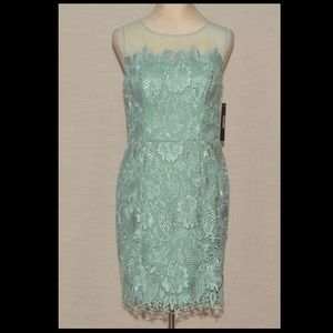 ModCloth Collaborative Charm Sheath Dress Mint Floral Lace Size 10
